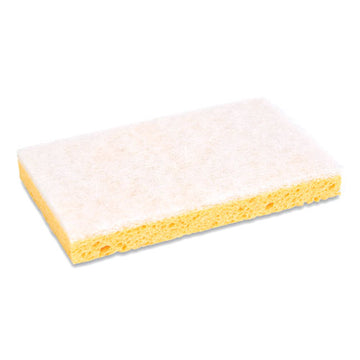 Boardwalk® Scrubbing Sponge, Light Duty, 3.6 X 6.1, 0.7" Thick, Yellow-white, Individually Wrapped, 20-carton freeshipping - TVN Wholesale